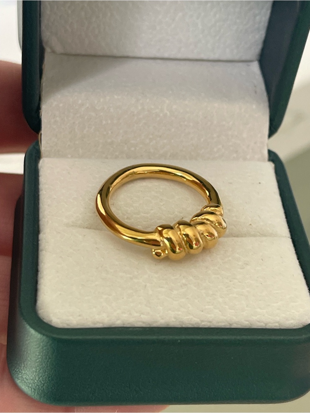 18K gold Plated Rope Twist Ring, Waterproof Tarnish Resistant